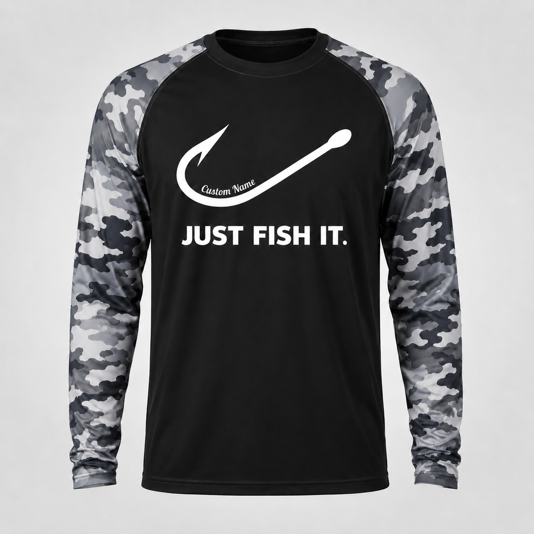 Fish and Hook Pattern Outdoor Style Casual