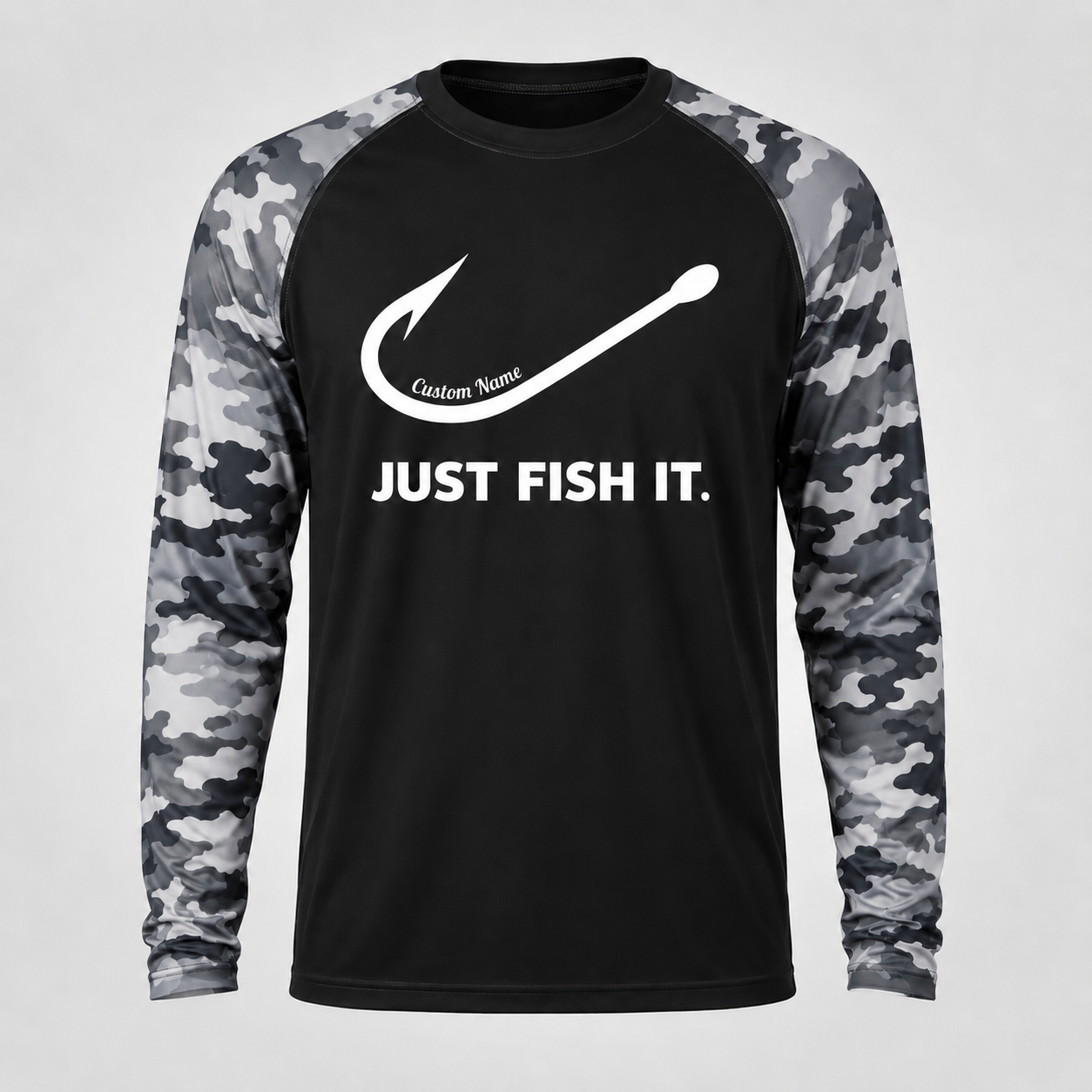 Fish and Hook Pattern Outdoor Style Casual