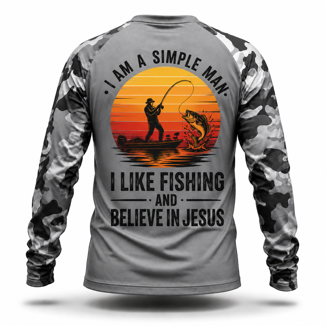 I Am A Simple Man I Like Fishing and Believe in Jesus Performance Shirt