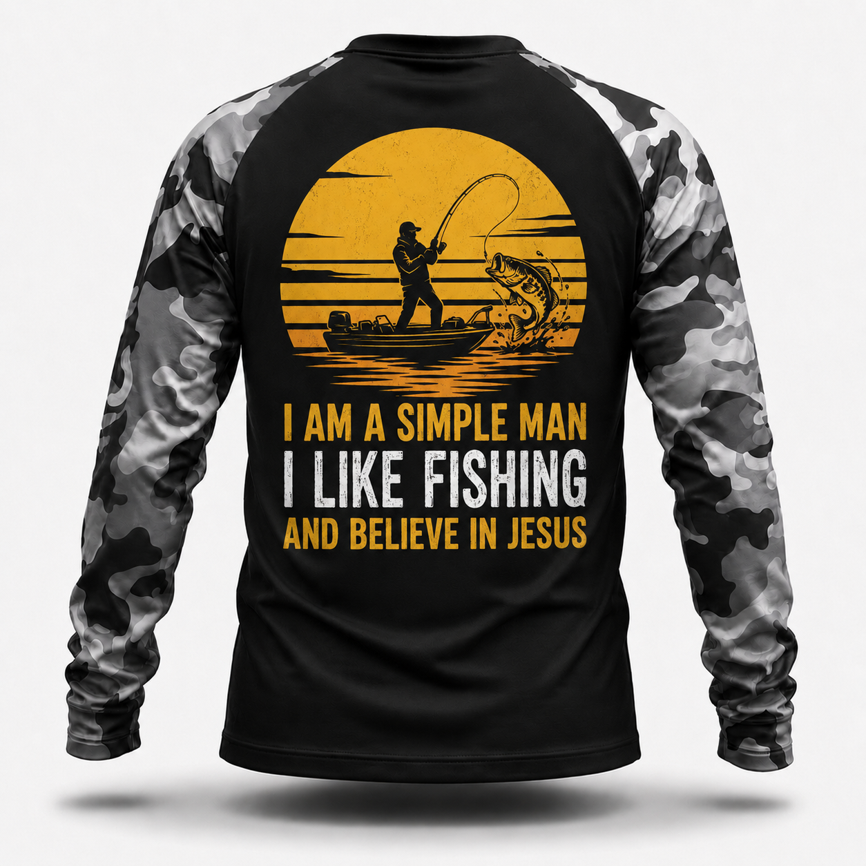 I Am A Simple Man I Like Fishing and Believe in Jesus Performance Shirt