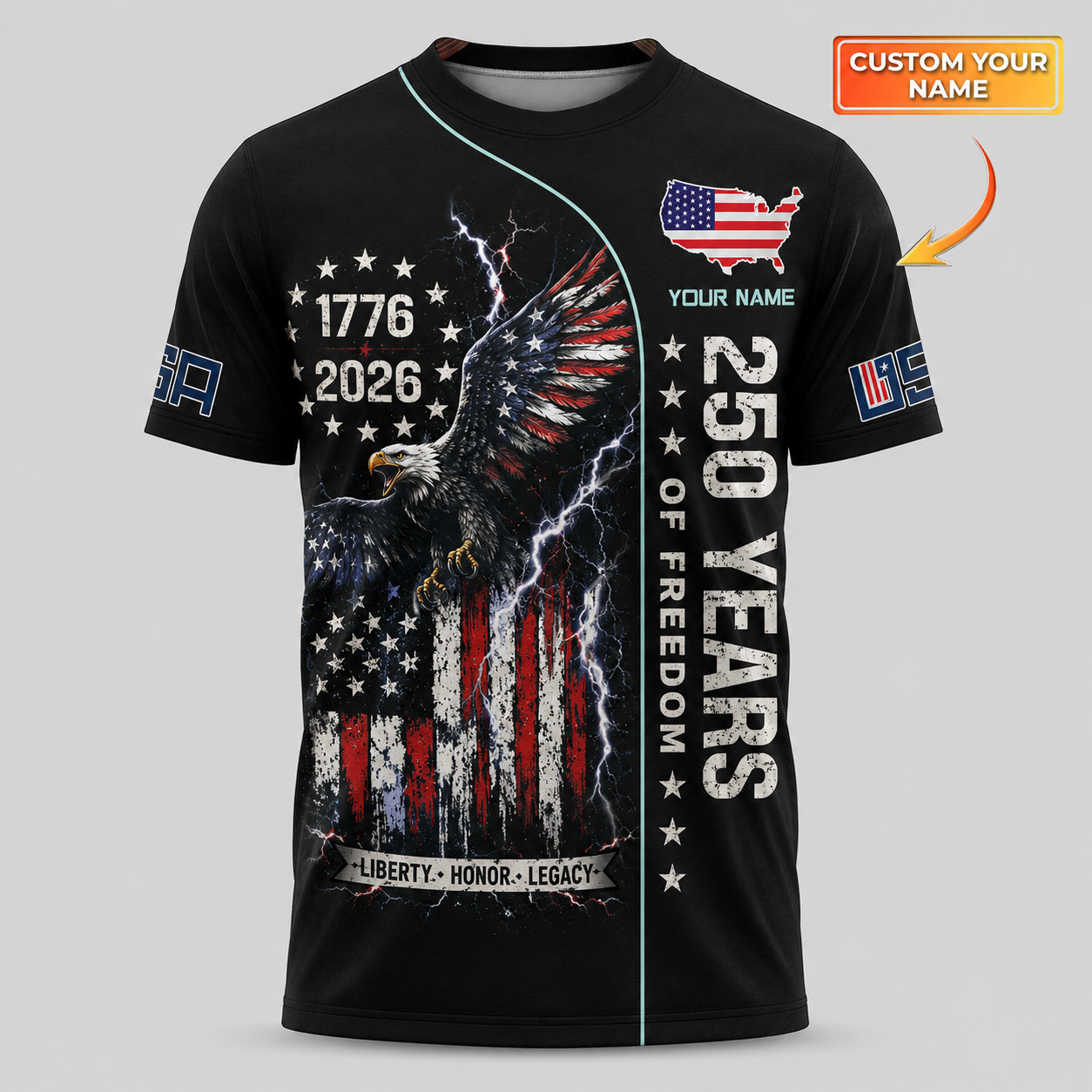 Merica 250 Anniversary USA Shirt 250 Years July 4th Men Kids , Personalized All Over Print