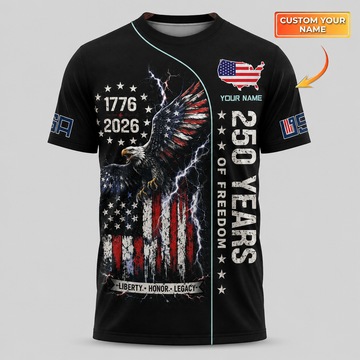 Merica 250 Anniversary USA Shirt 250 Years July 4th Men Kids , Personalized All Over Print