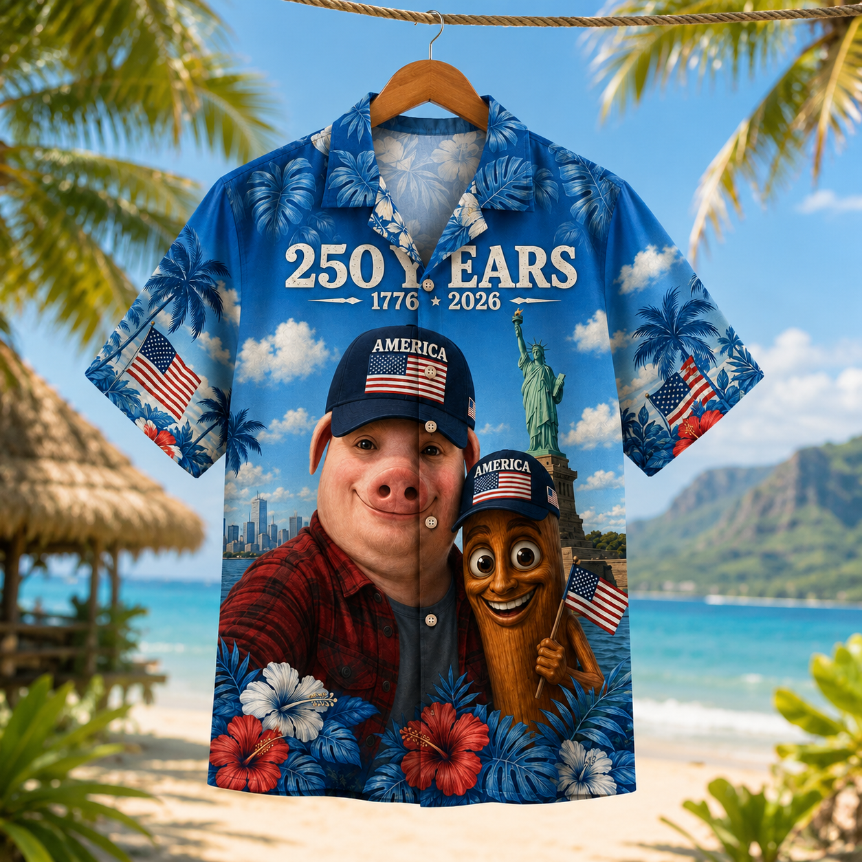 Tung Tung Tung Sahur John Pork Meme Brainrot Calling Hawaiian Shirt