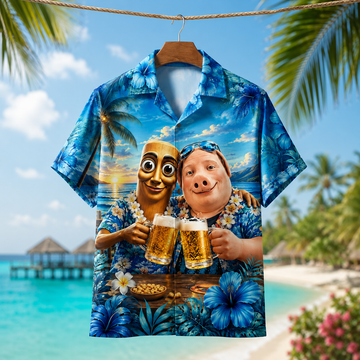 Tung Sahur Best Friend John Pork Beach Summer Drinking Beer Hawaiian Shirt