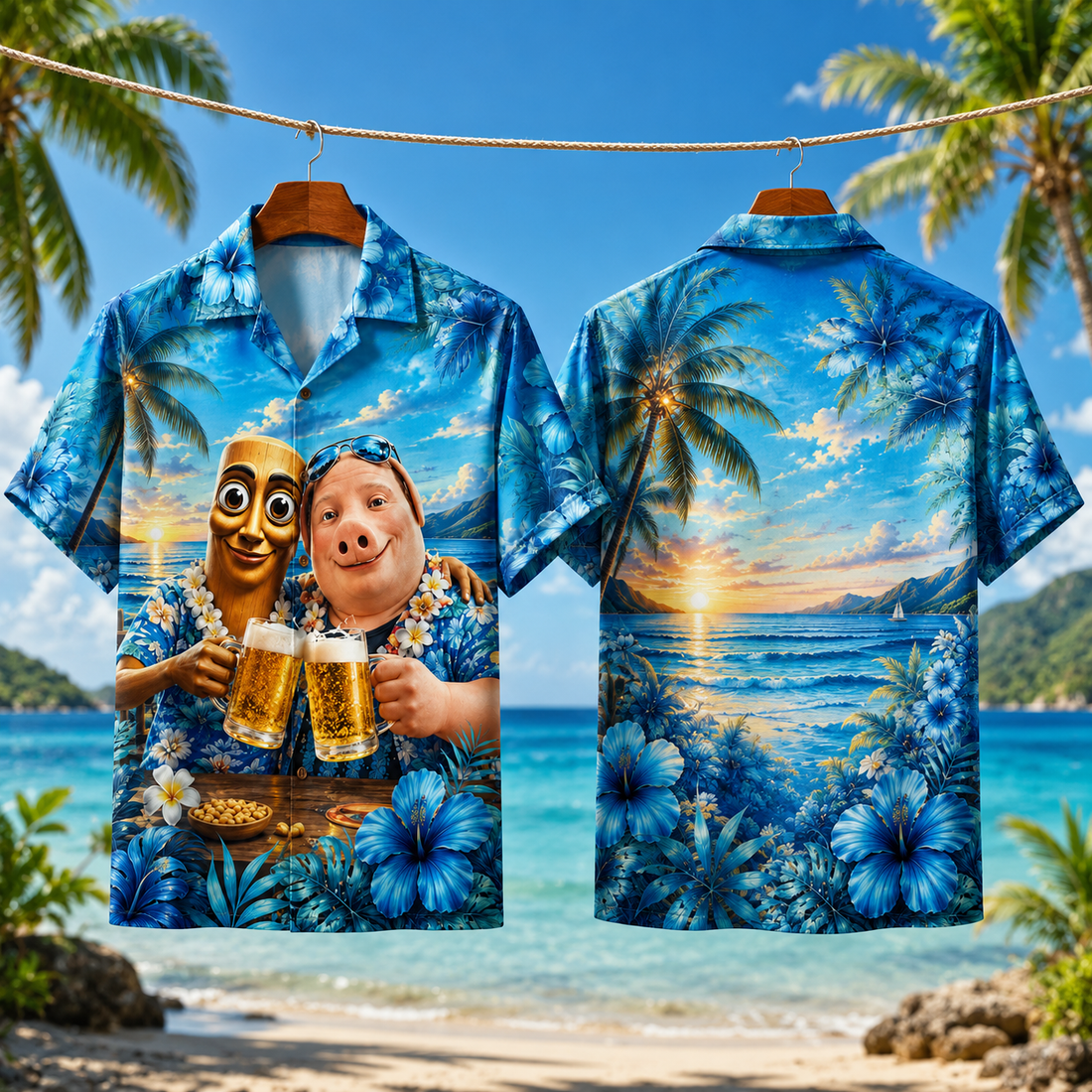 Tung Sahur Best Friend John Pork Beach Summer Drinking Beer Hawaiian Shirt