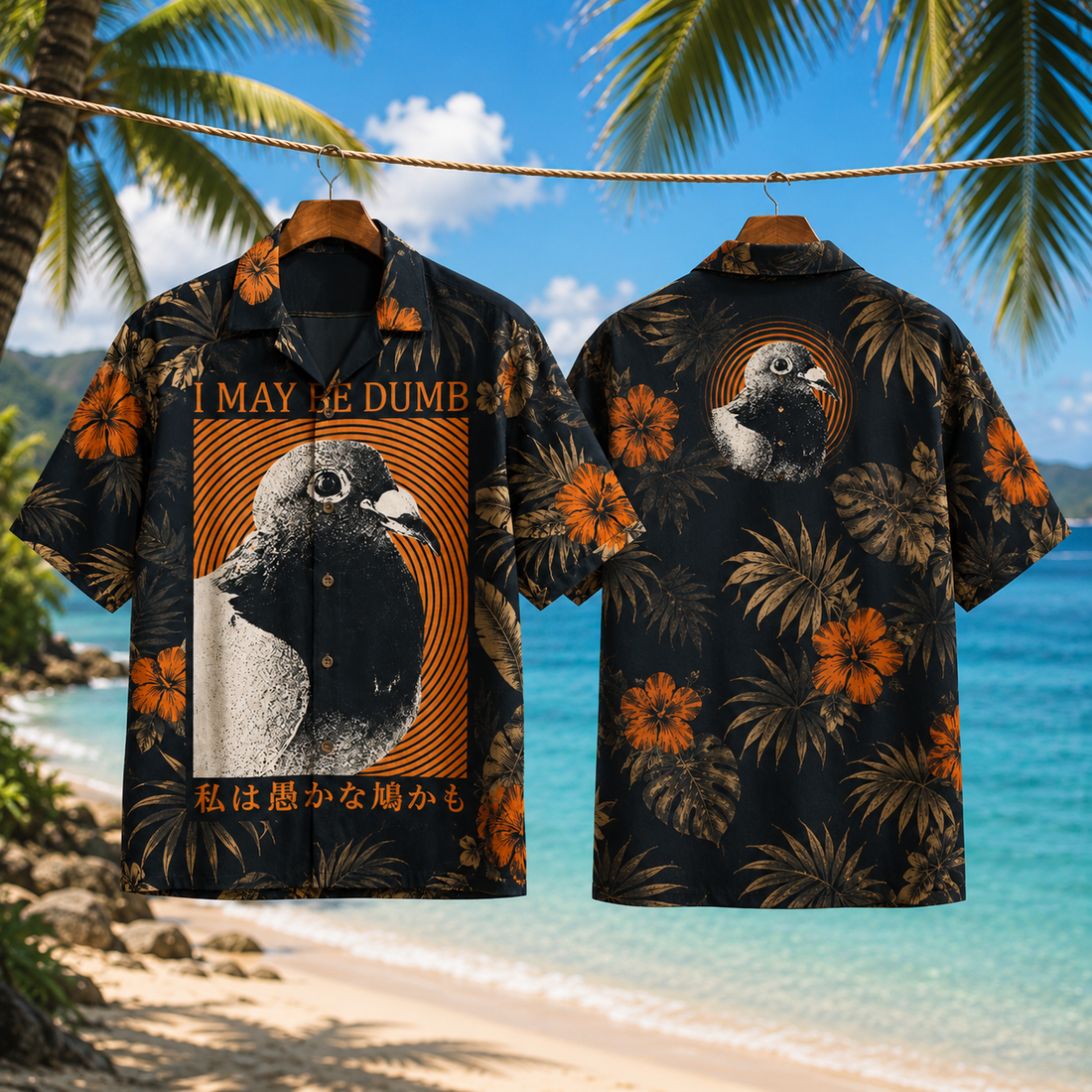 I May Be Dumb Funny Pigeon Bird Meme Sarcastic Joke Japanese Hawaiian Shirt