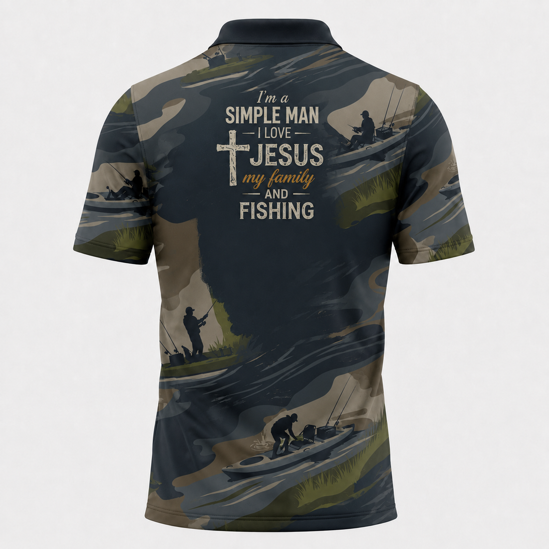 I'm a simple man I love Jesus my family and fishing -Polo shirt