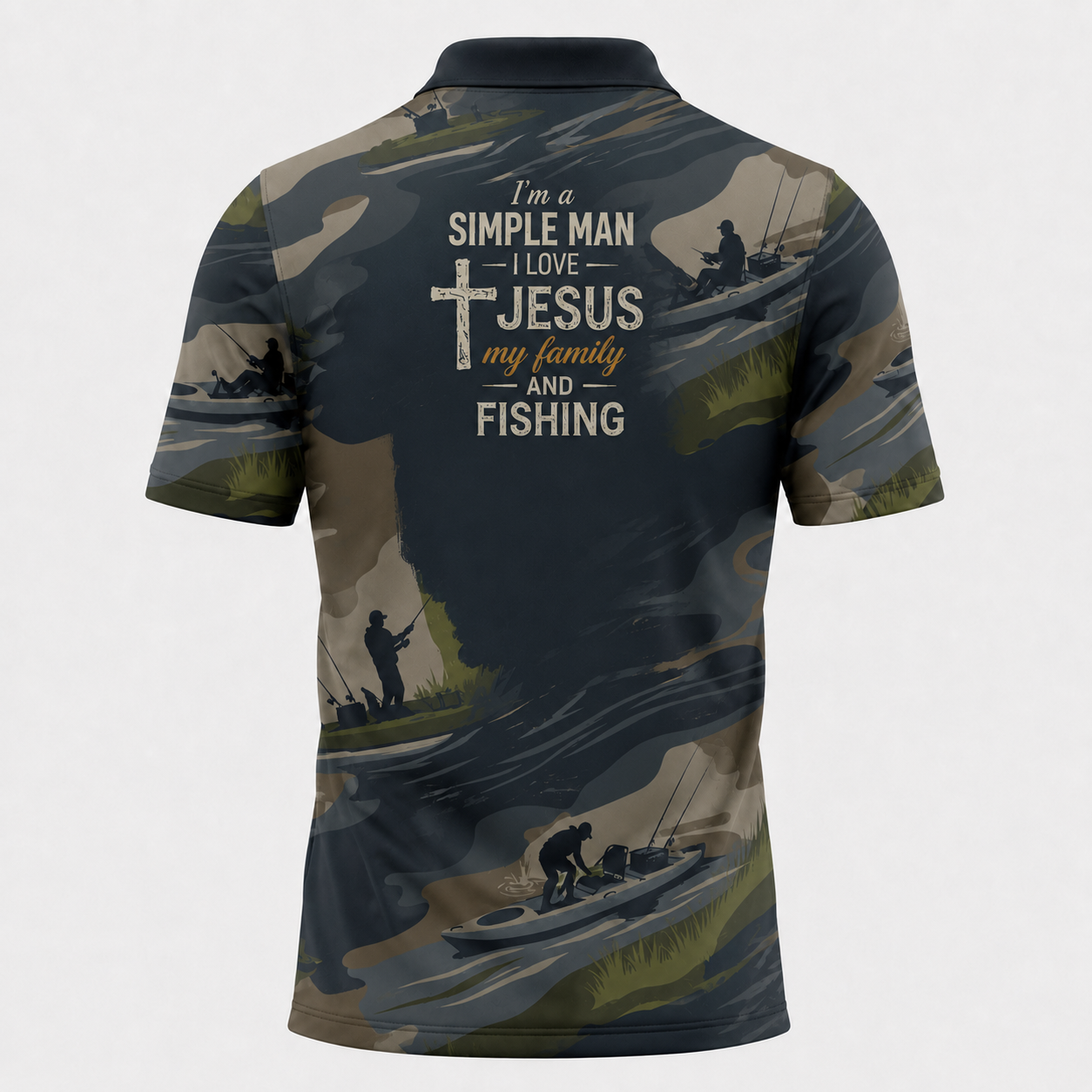 I'm a simple man I love Jesus my family and fishing -Polo shirt