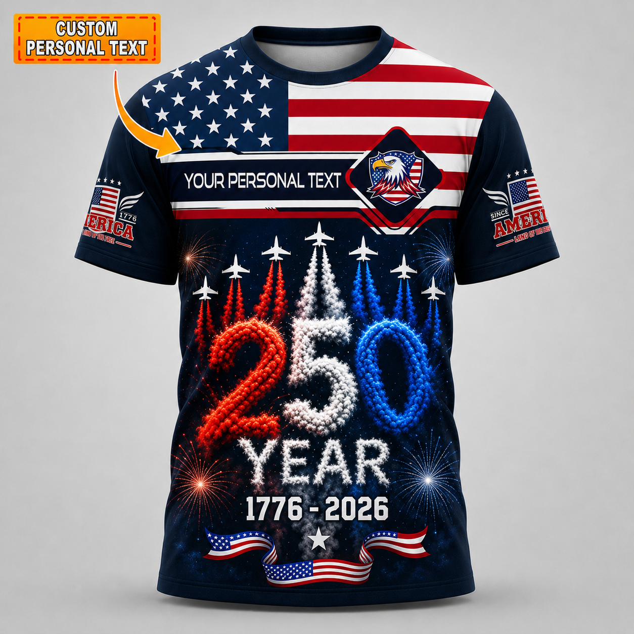 Merica 250 Anniversary USA Shirt 250 Years July 4th Men Kids , Personalized All Over Print