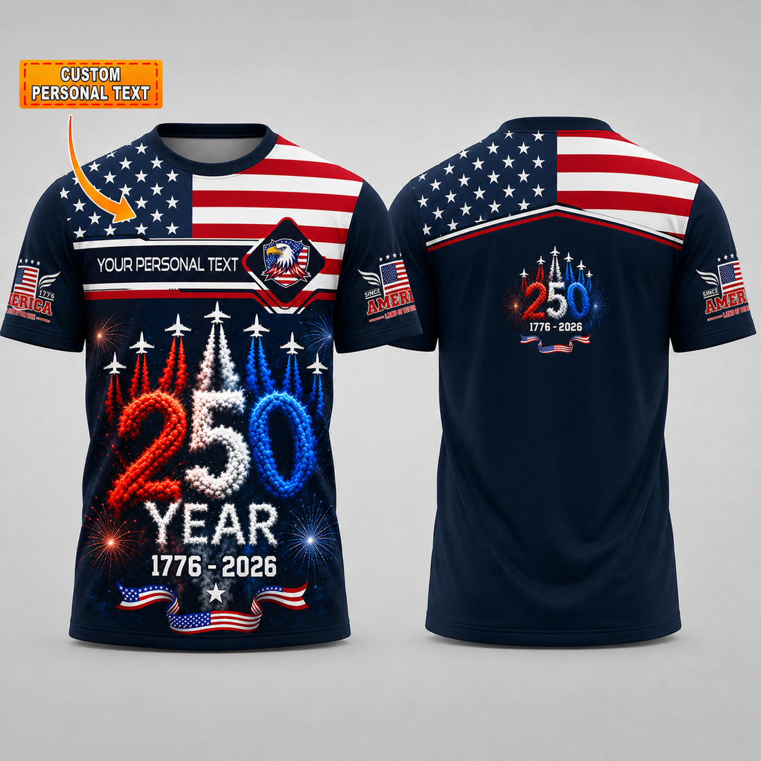 Merica 250 Anniversary USA Shirt 250 Years July 4th Men Kids , Personalized All Over Print