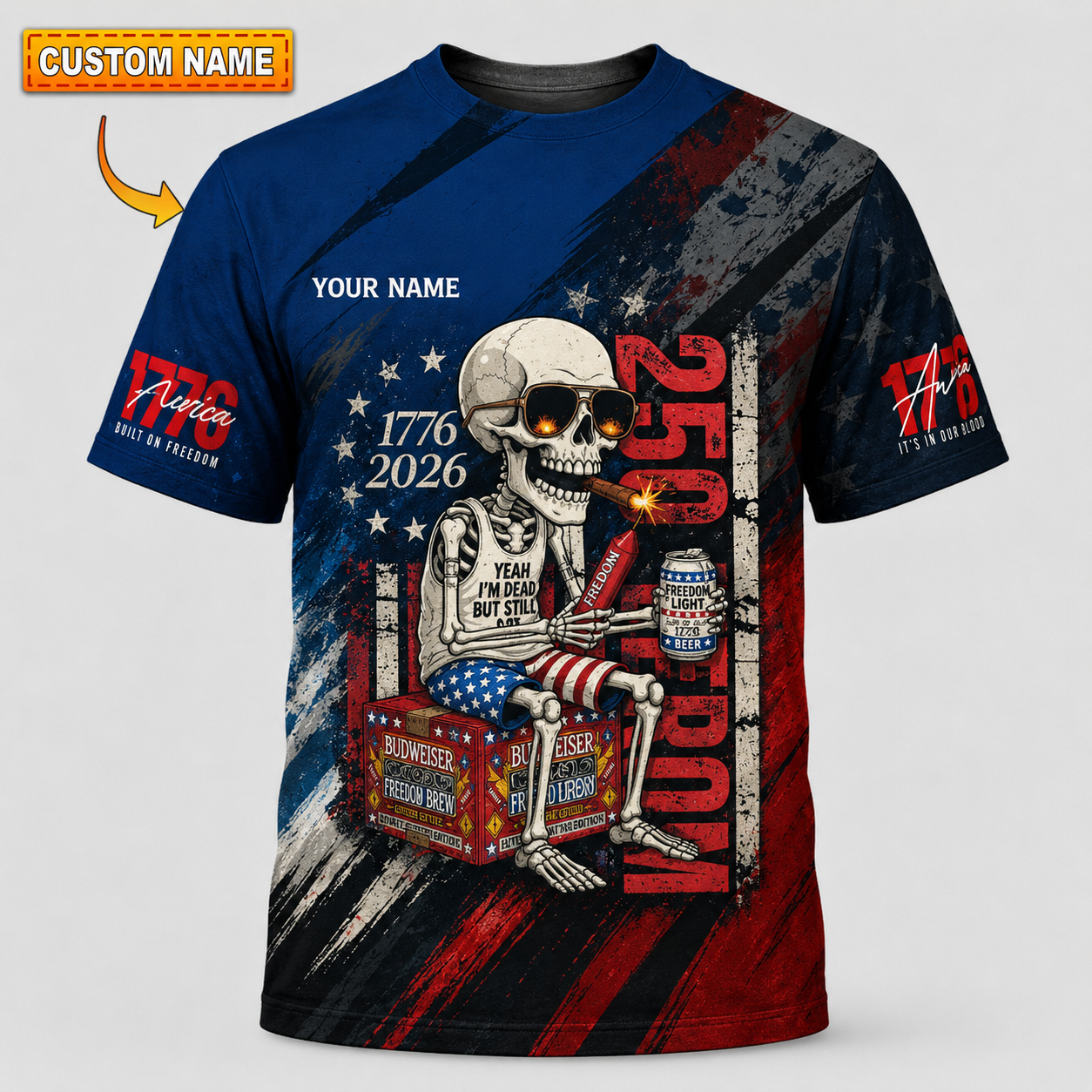 Merica 250 Anniversary USA Shirt 250 Years July 4th Men Kids , Personalized All Over Print