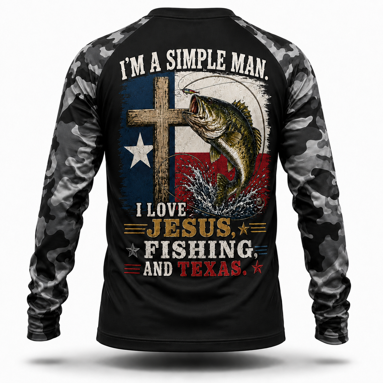 I'm a simple man I love Jesus, fishing and Texas - Performance shirt