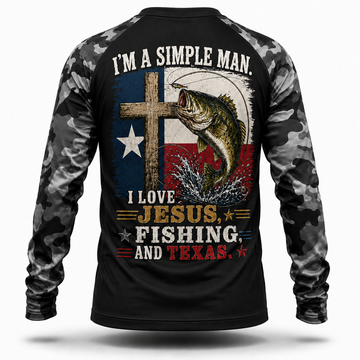 I'm a simple man I love Jesus, fishing and Texas - Performance shirt