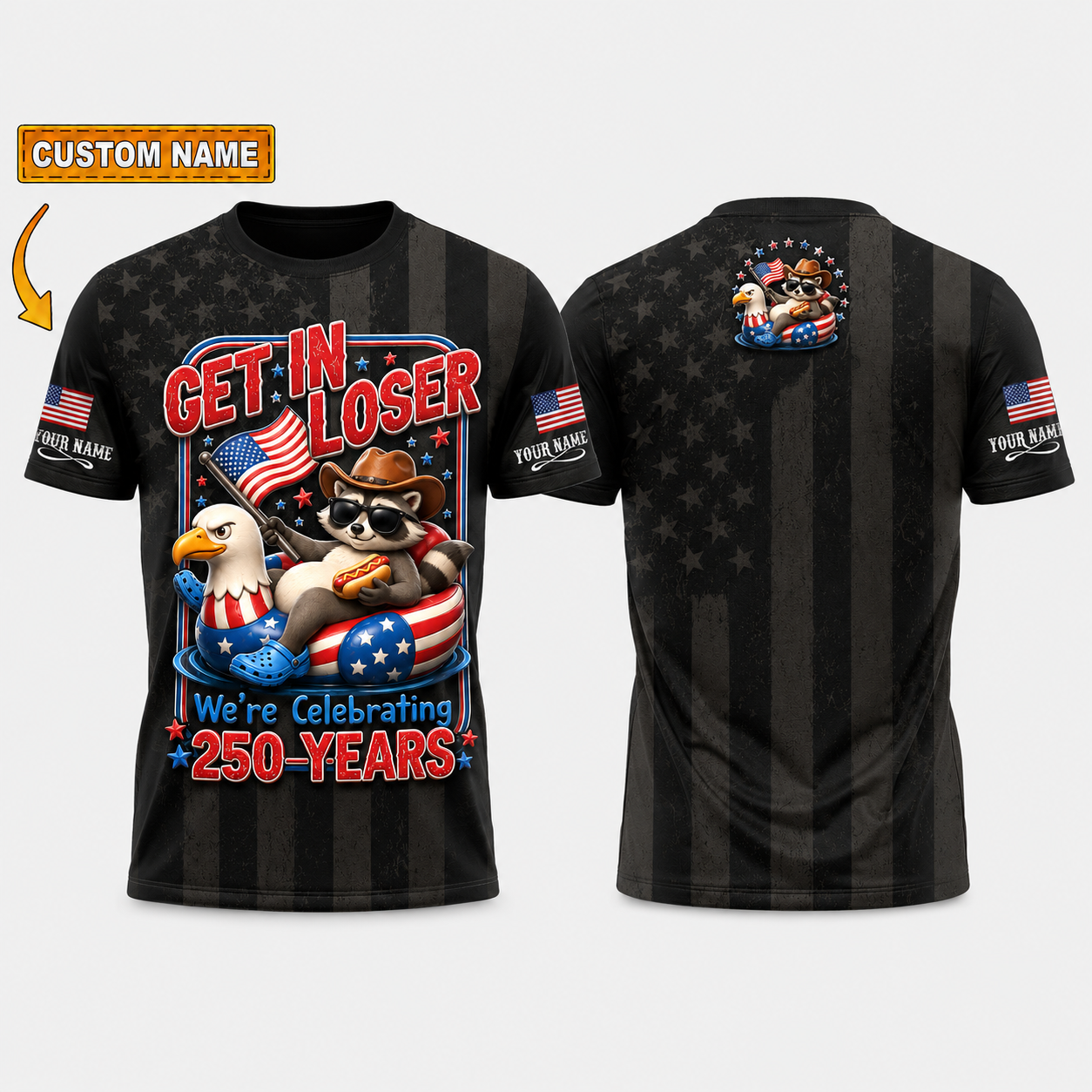 Merica 250 Anniversary USA Shirt 250 Years July 4th Men Kids , Personalized All Over Print
