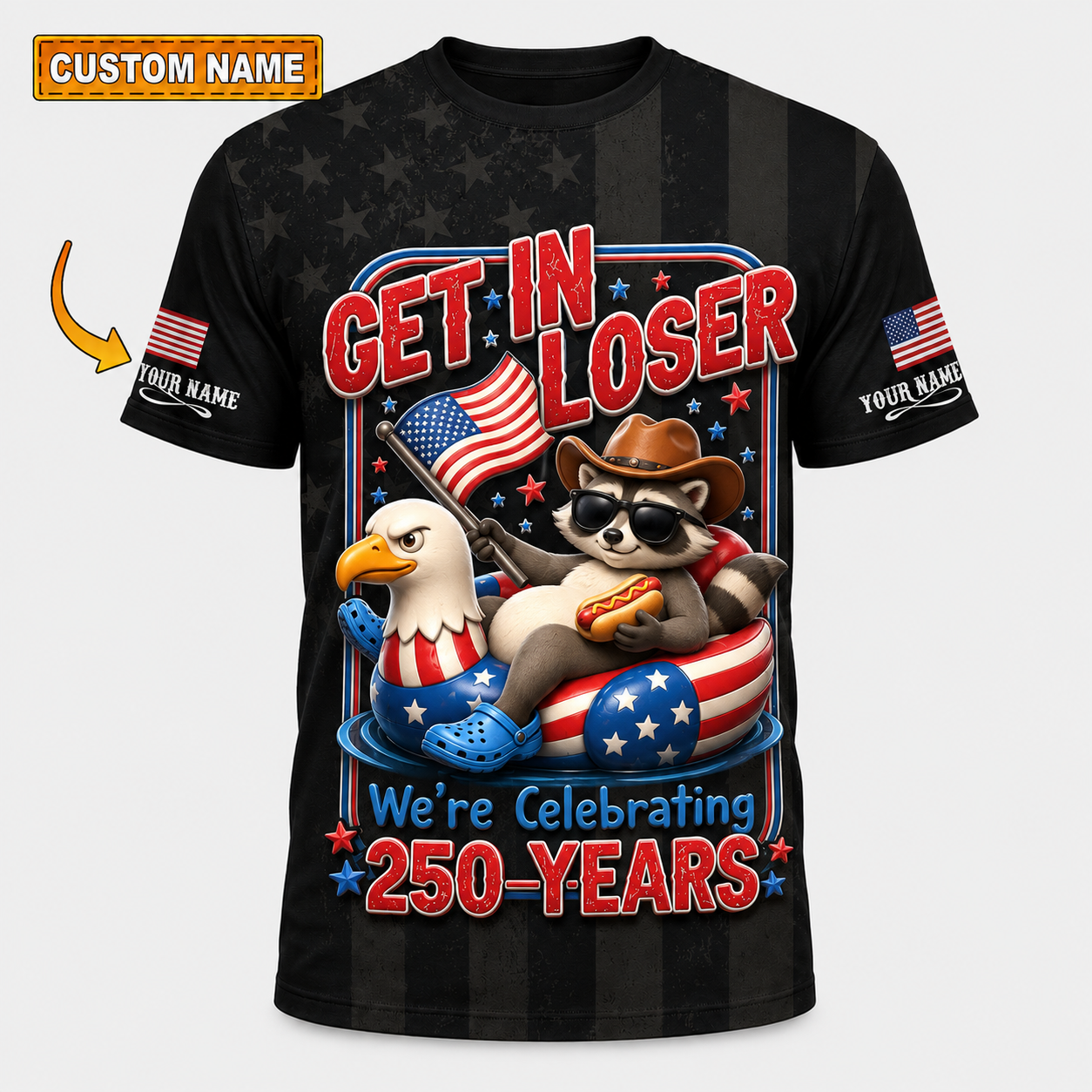 Merica 250 Anniversary USA Shirt 250 Years July 4th Men Kids , Personalized All Over Print