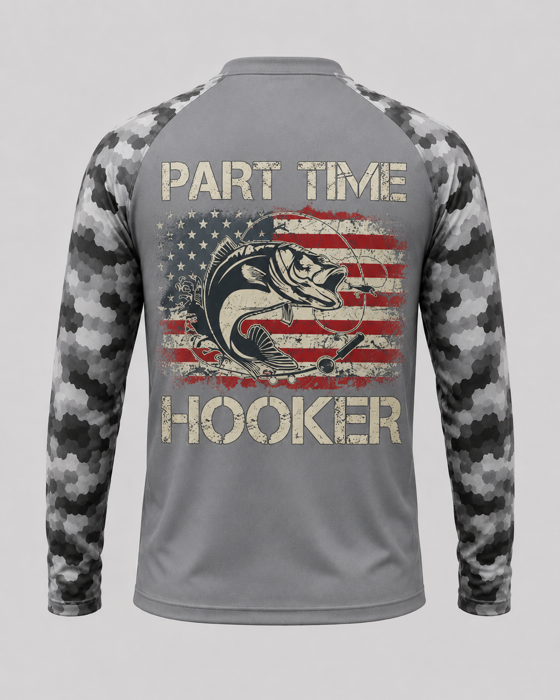 Part Time Hooker Vintage Funny Fishing Fisherman USA Flag
