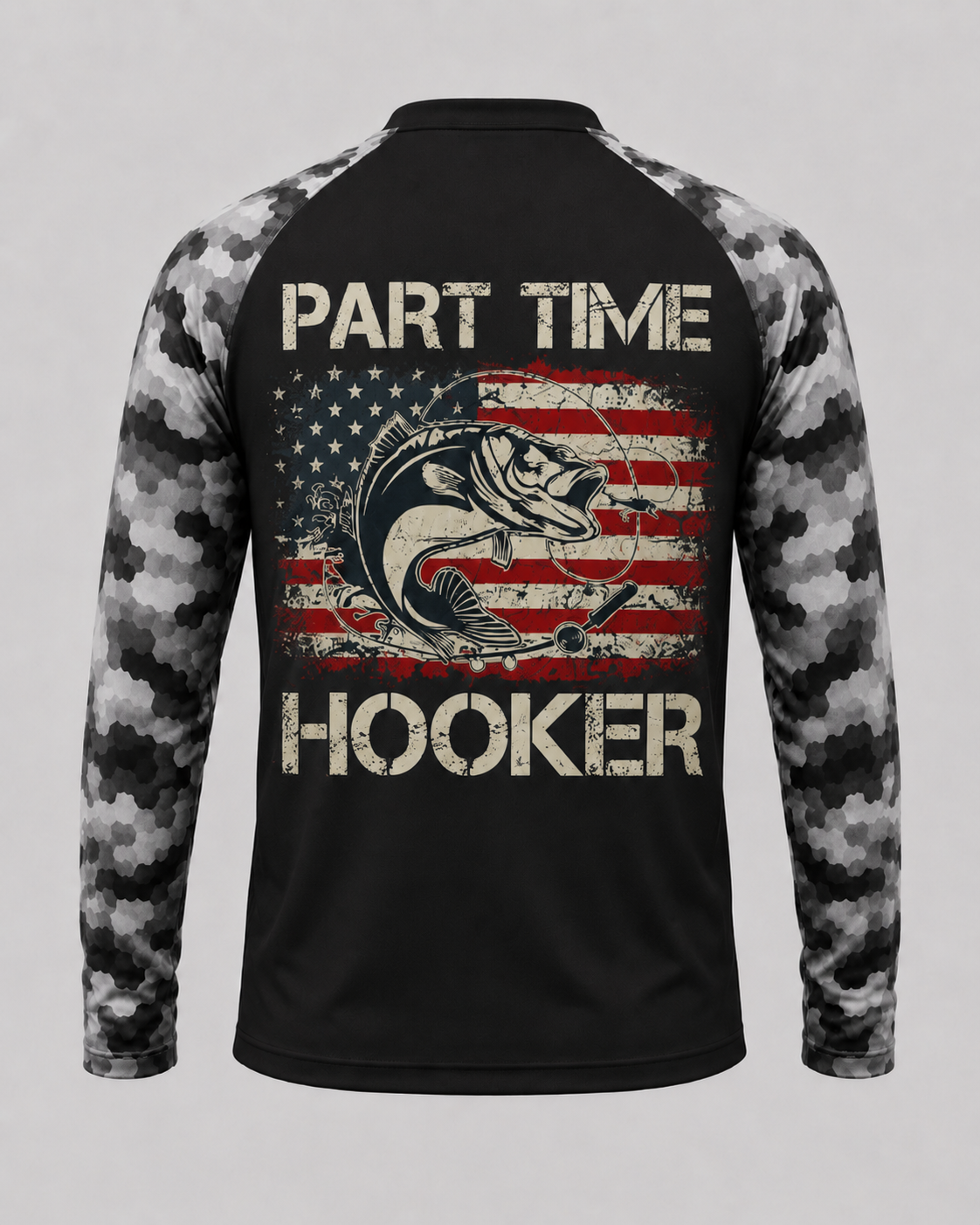 Part Time Hooker Vintage Funny Fishing Fisherman USA Flag