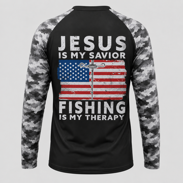 Jesus Is My Savior Fishing Is My Therapy Funny Usa Fishing Fishing