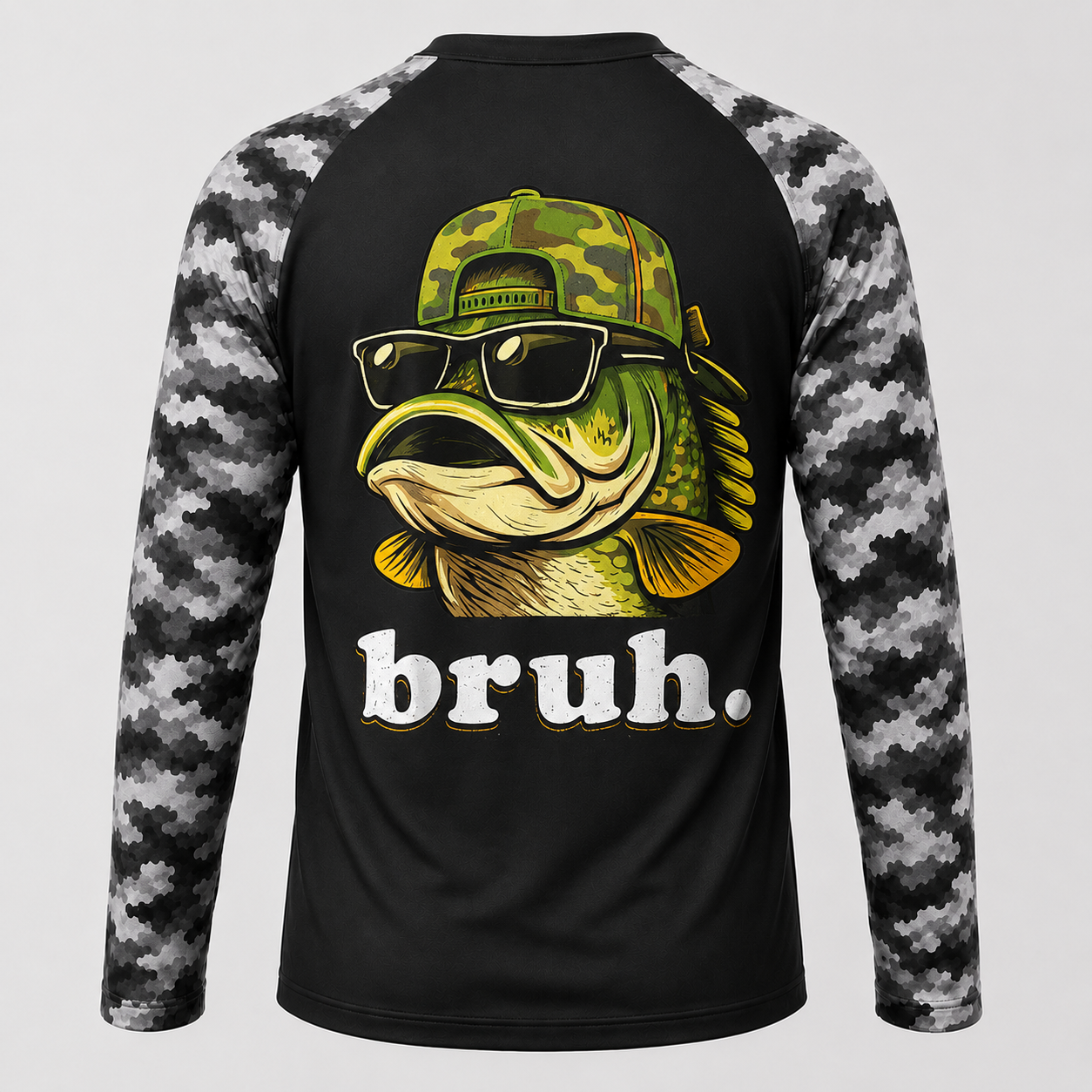 Bruh Fishing Camo Bass Fish Funny Boys Kids Camouflage
