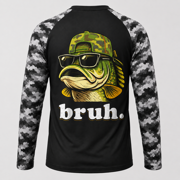 Bruh Fishing Camo Bass Fish Funny Boys Kids Camouflage