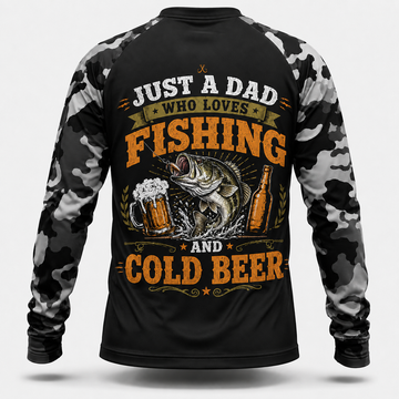 Fishing Dad & Cold Beer Blue Camo Performance Shirt