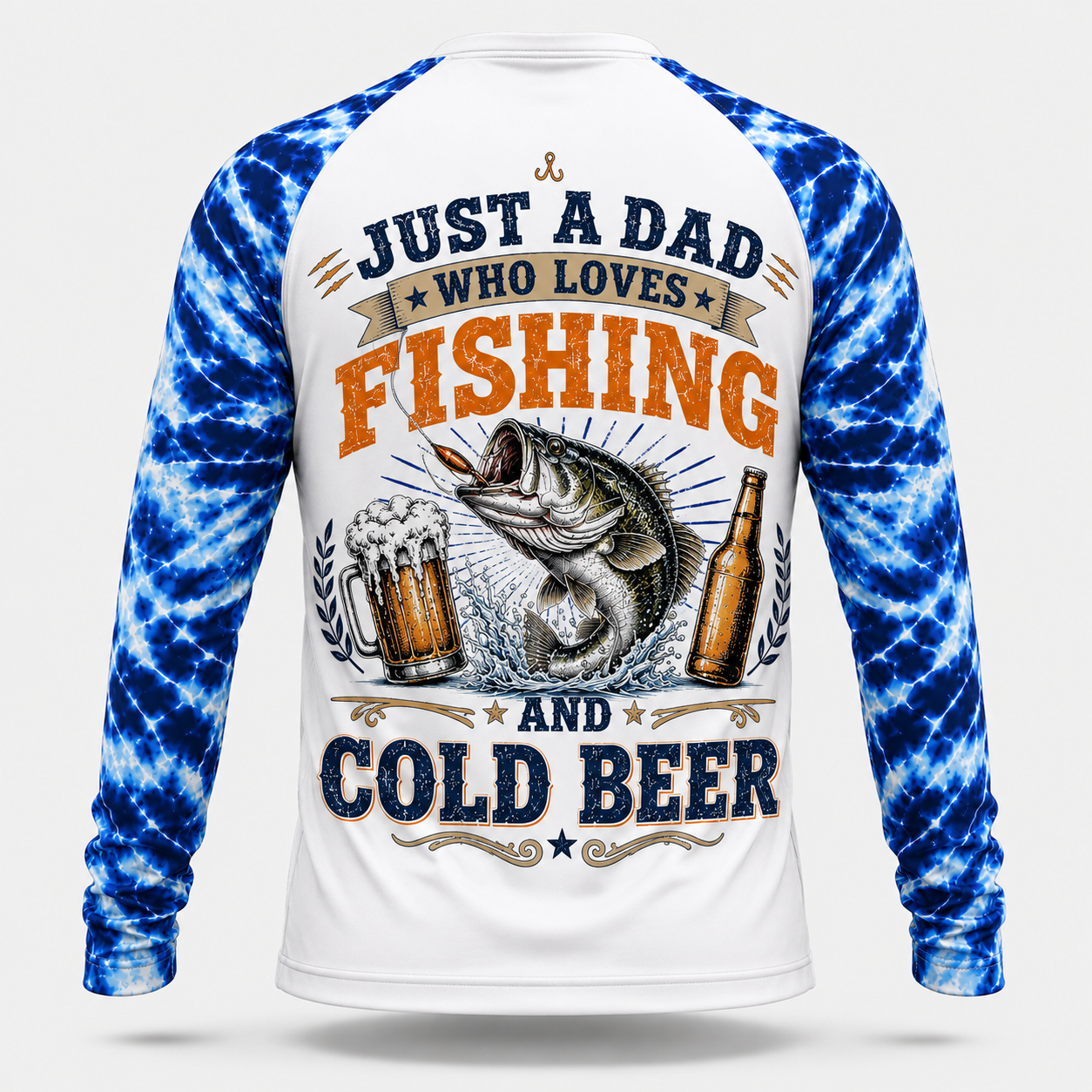 Fishing Dad & Cold Beer Blue Camo Performance Shirt