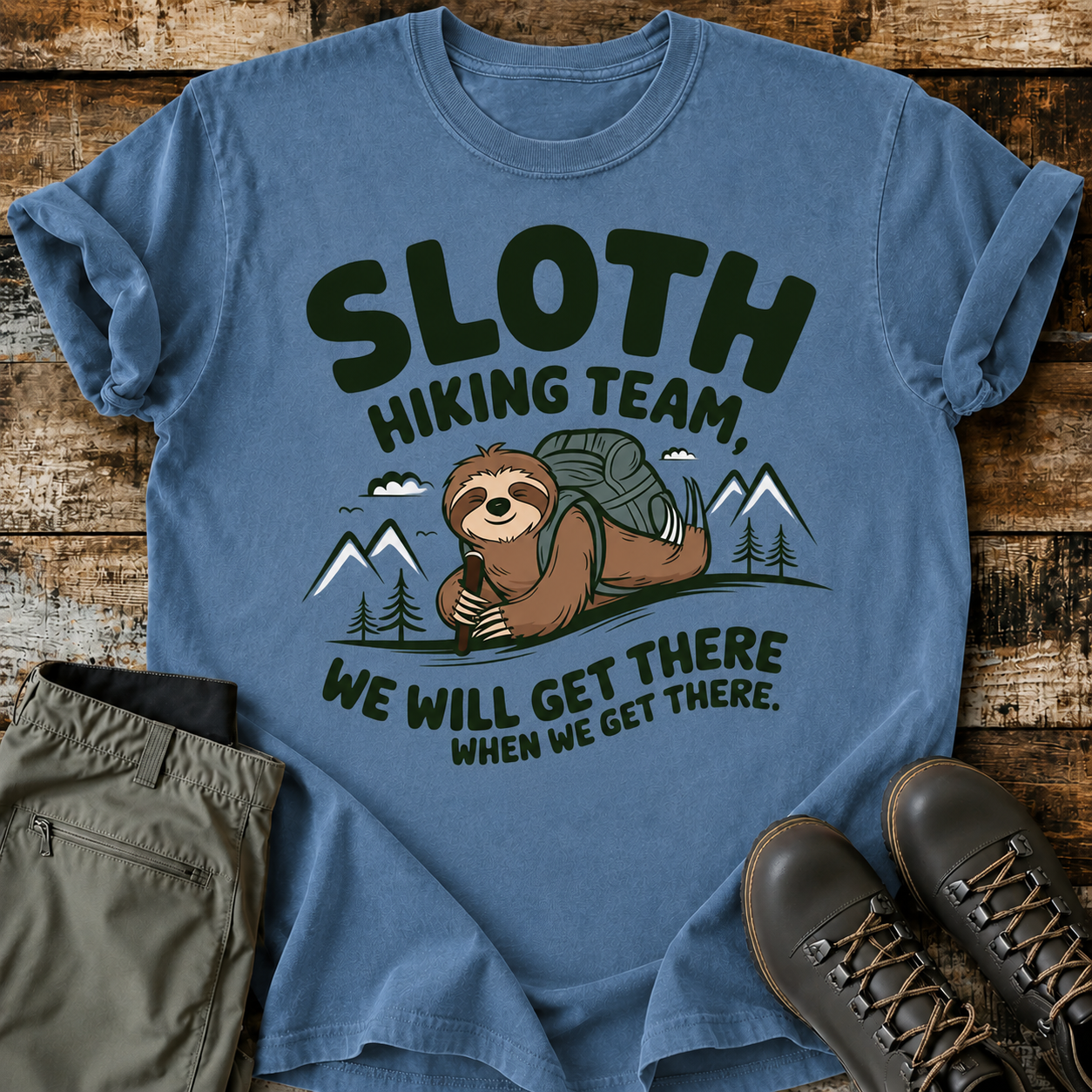 Comfort Colors Sloth Hiking Team - We will get there, when we get there
