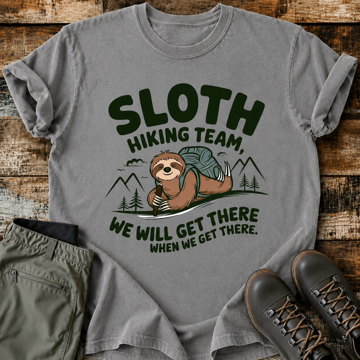 Comfort Colors Sloth Hiking Team - We will get there, when we get there