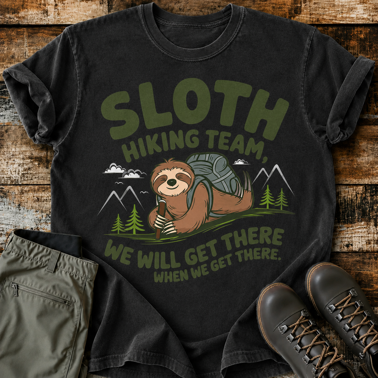 Comfort Colors Sloth Hiking Team - We will get there, when we get there