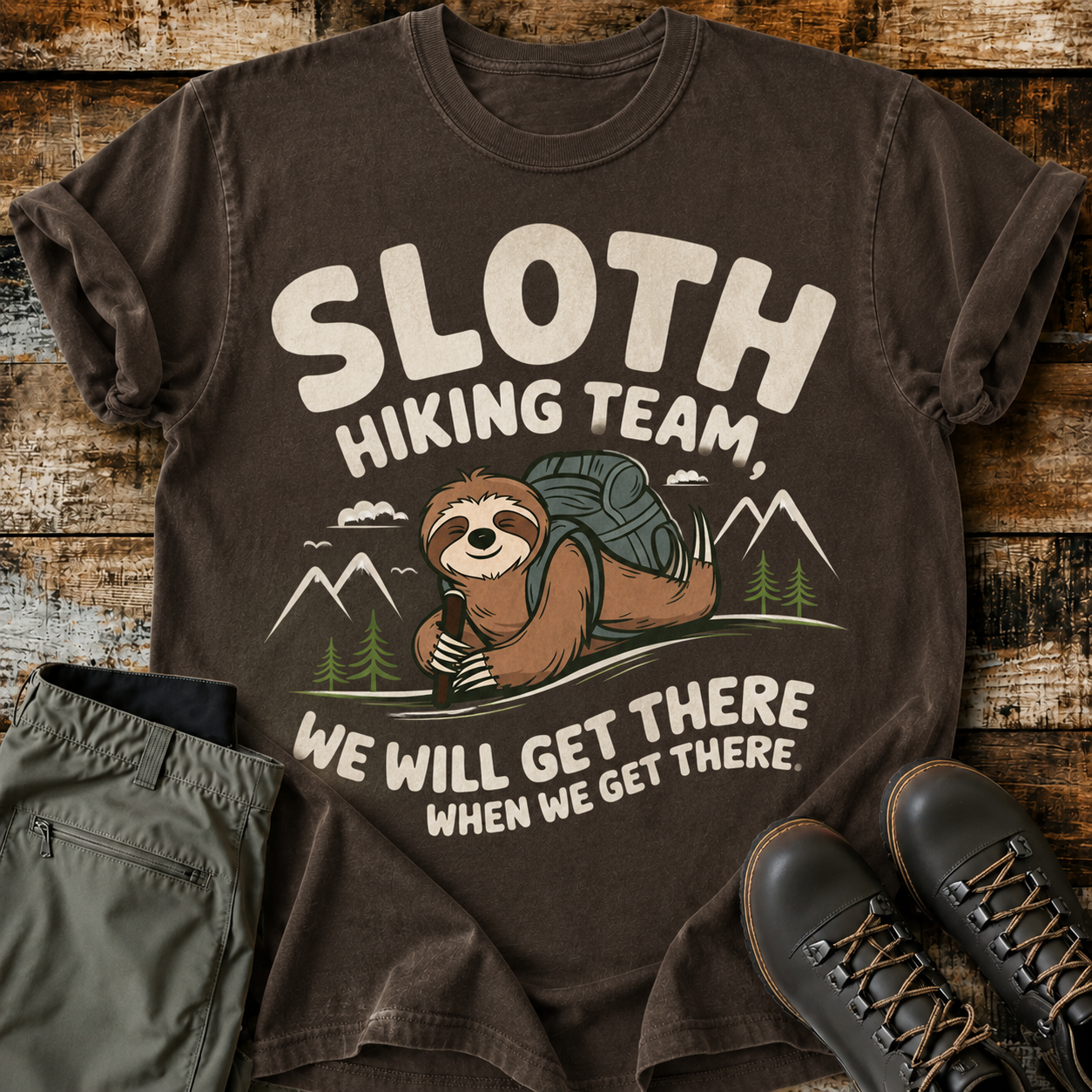 Comfort Colors Sloth Hiking Team - We will get there, when we get there