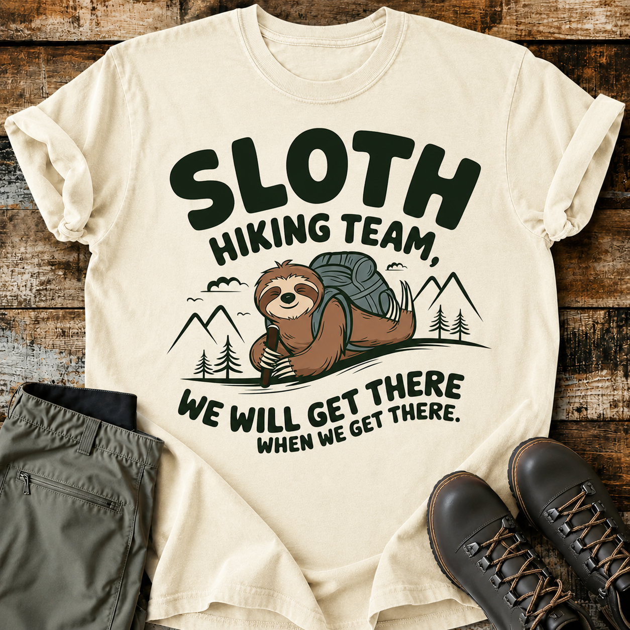 Comfort Colors Sloth Hiking Team - We will get there, when we get there