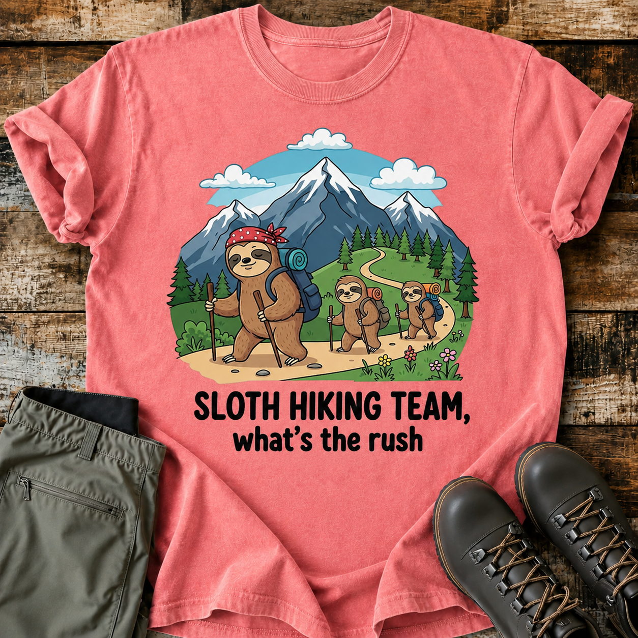Comfort Colors Sloth Hiking Team -Funny Sloth Hiking Shirt