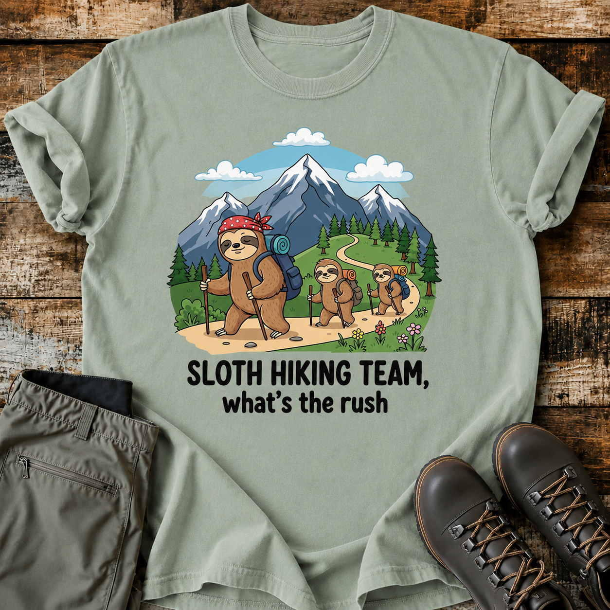 Comfort Colors Sloth Hiking Team -Funny Sloth Hiking Shirt