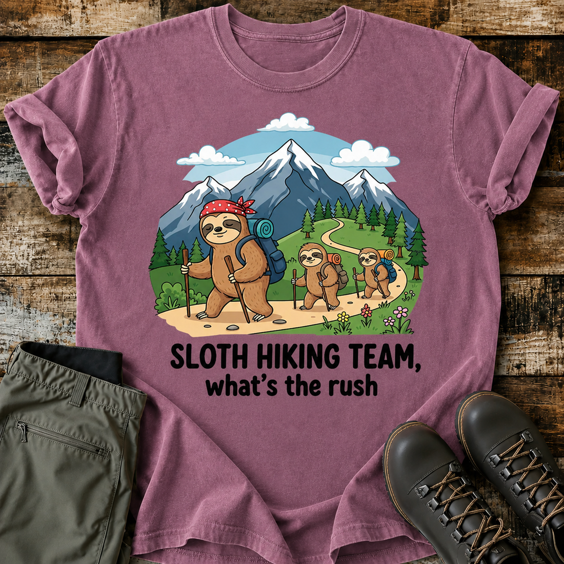 Comfort Colors Sloth Hiking Team -Funny Sloth Hiking Shirt