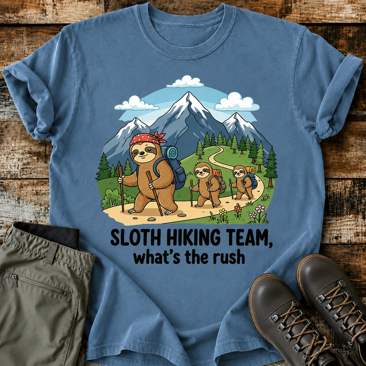 Comfort Colors Sloth Hiking Team -Funny Sloth Hiking Shirt