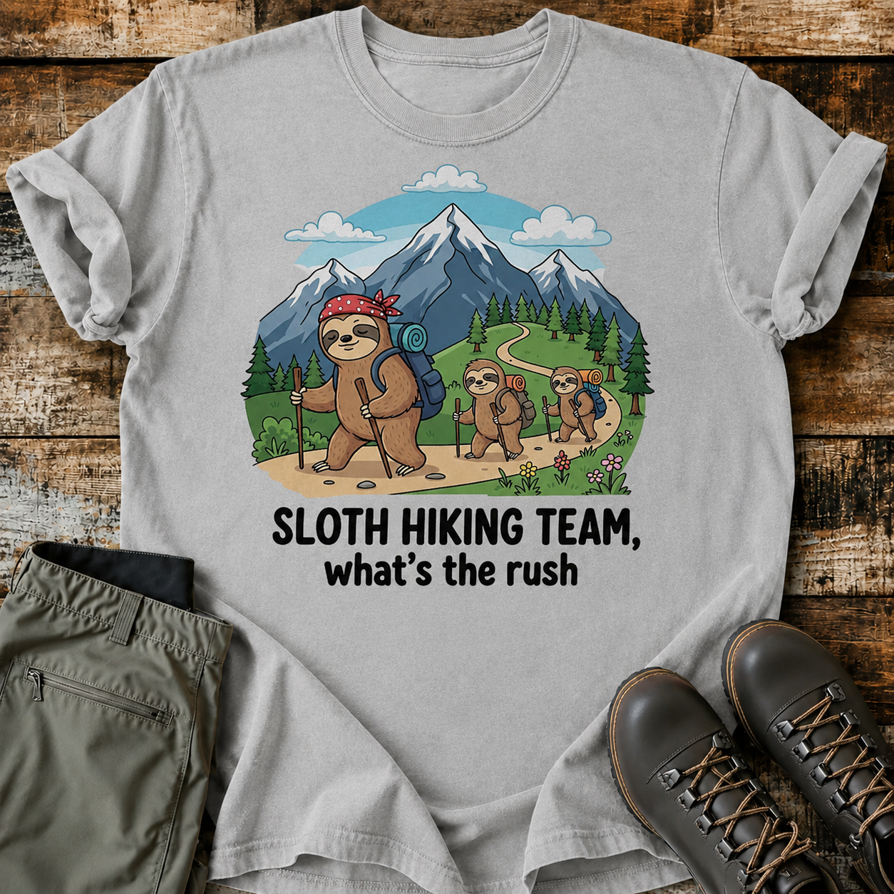 Comfort Colors Sloth Hiking Team -Funny Sloth Hiking Shirt