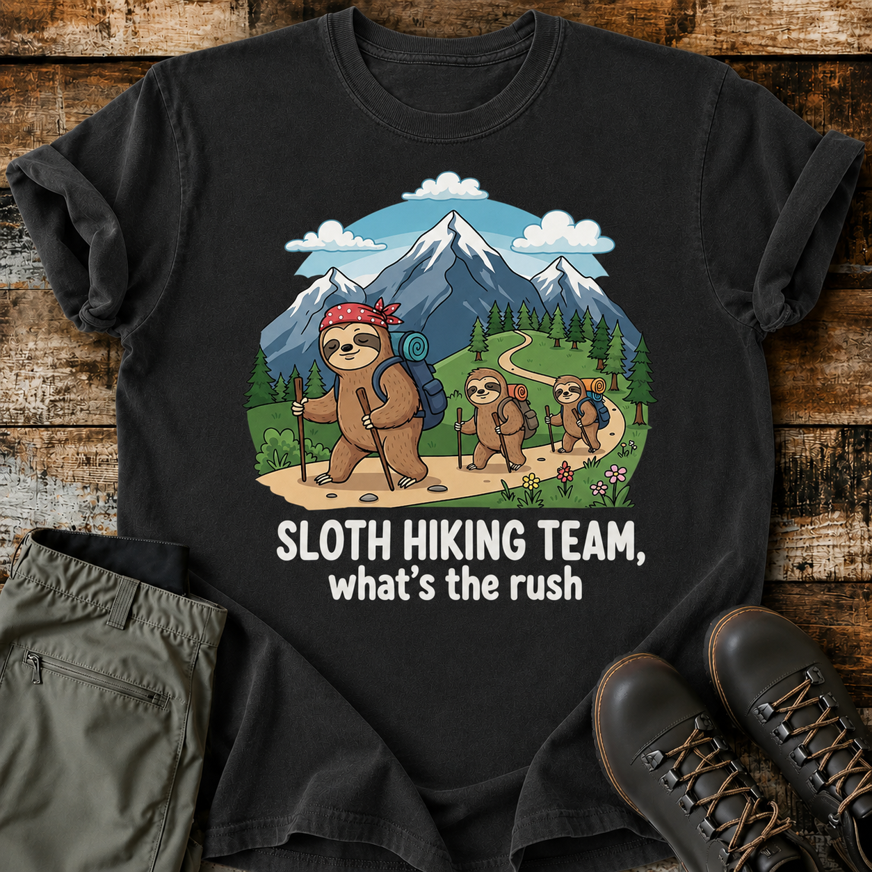 Comfort Colors Sloth Hiking Team -Funny Sloth Hiking Shirt