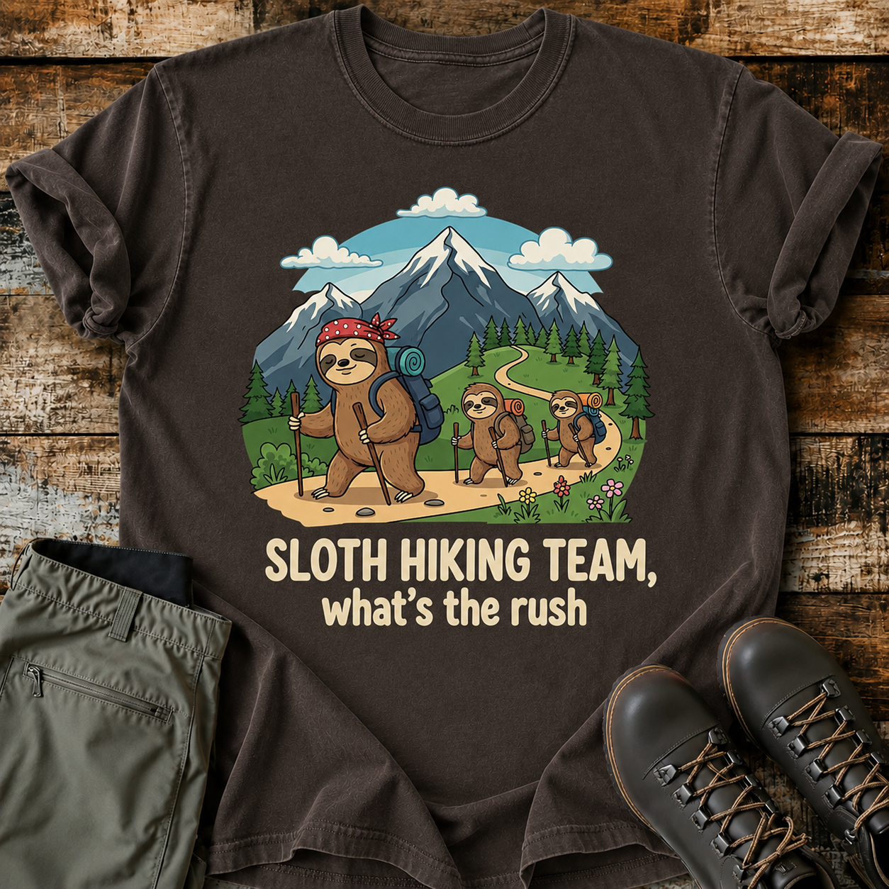 Comfort Colors Sloth Hiking Team -Funny Sloth Hiking Shirt