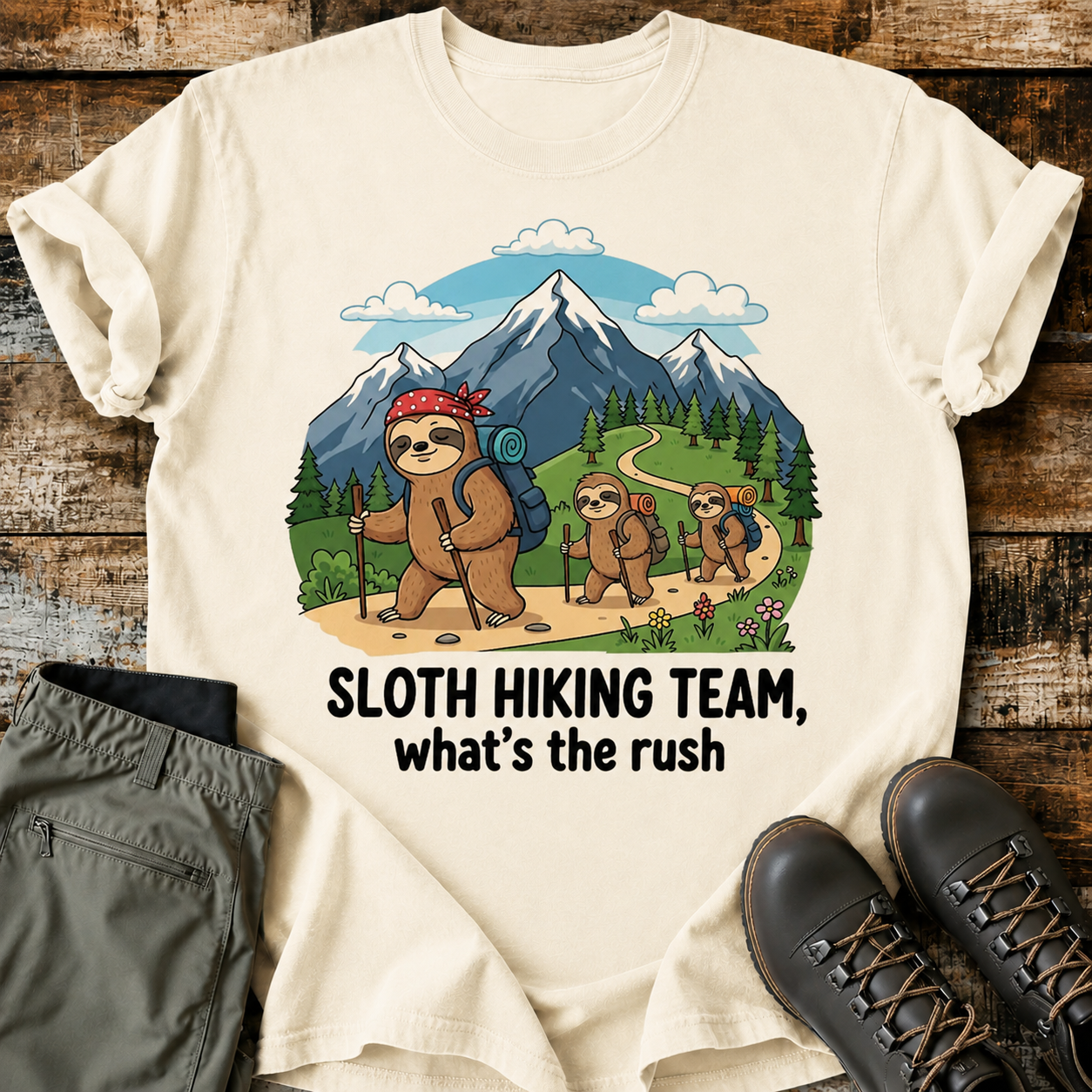 Comfort Colors Sloth Hiking Team -Funny Sloth Hiking Shirt