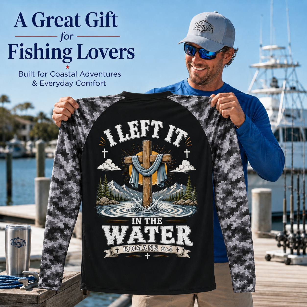 I Left It in The Water Romans 6:4 Christian Baptism Cross - Performance Shirt