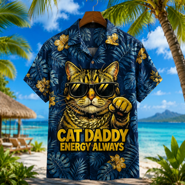 Cat Daddy Energy Always Funny Cat Lover Design Hawaiian Shirt