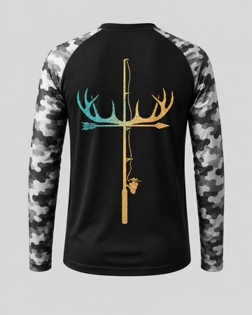 Antler Fishing Rod Cross God Family Hunting Fishing