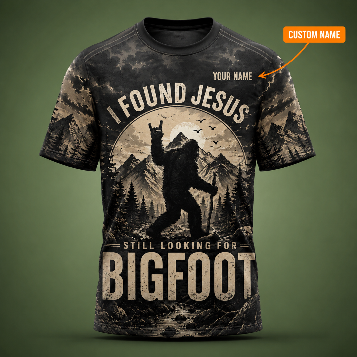 Personalized Hiking All Over Print Unisex T-Shirt, Custom Text Outdoor Adventure Shirt