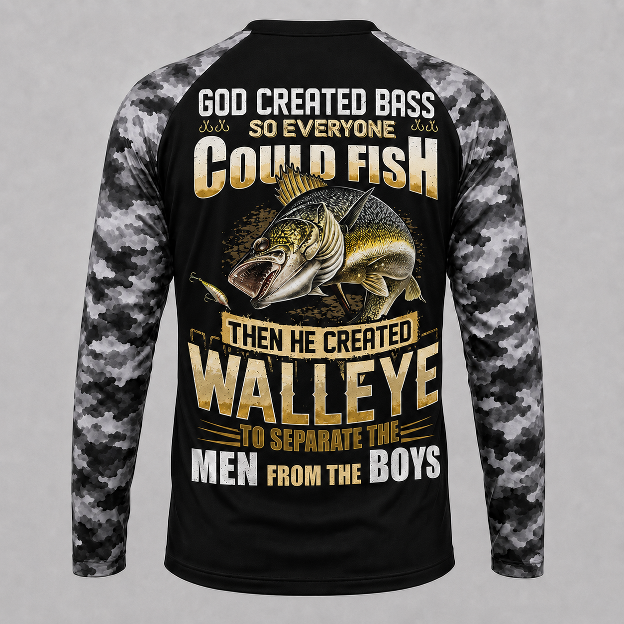 God Created Bass Walleye Fishing Shirt, Christian Fishing Long Sleeve UV Protection Shirt