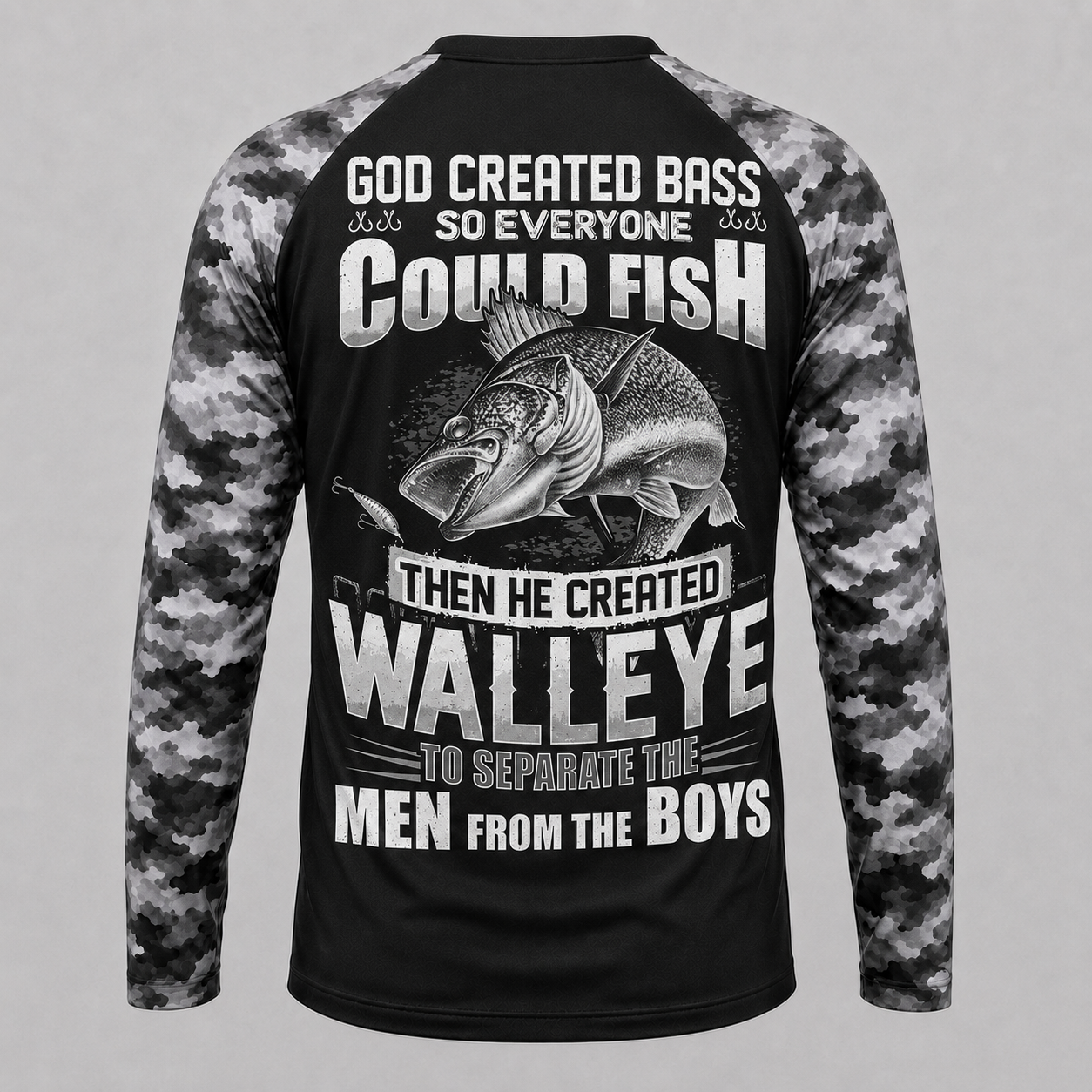 God Created Bass Walleye Fishing Shirt, Christian Fishing Long Sleeve UV Protection Shirt