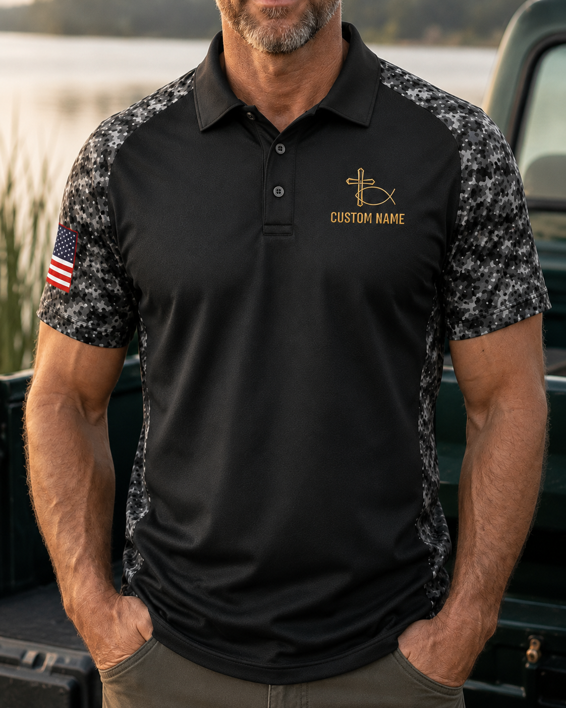 Just a Retired Guy Who Loves Jesus and Fishing Polo Shirt