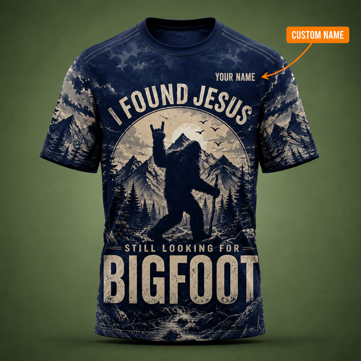 Personalized Hiking All Over Print Unisex T-Shirt, Custom Text Outdoor Adventure Shirt