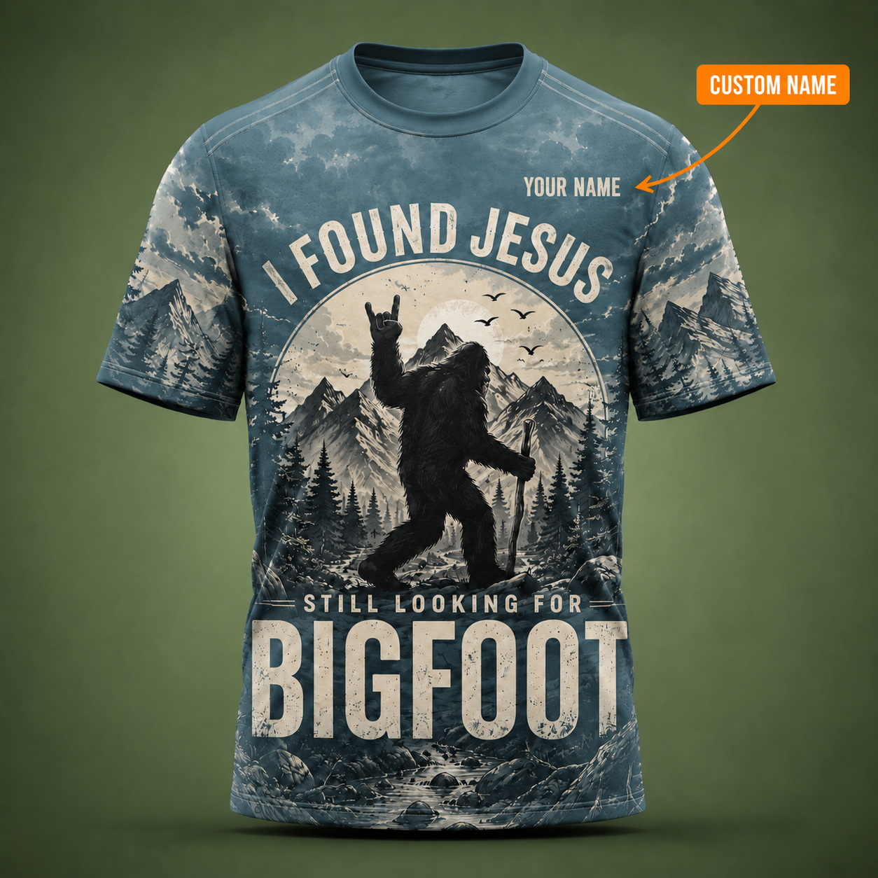 Personalized Hiking All Over Print Unisex T-Shirt, Custom Text Outdoor Adventure Shirt