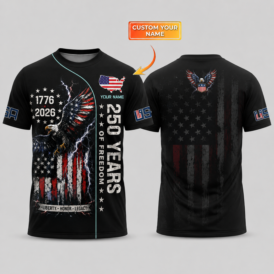 Merica 250 Anniversary USA Shirt 250 Years July 4th Men Kids , Personalized All Over Print