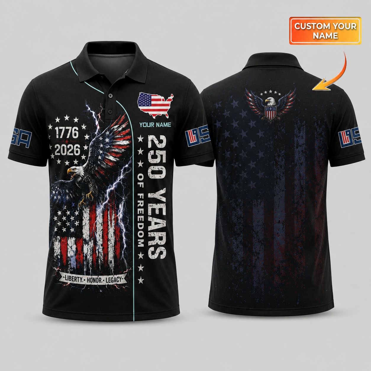 Merica 250 Anniversary USA Shirt 250 Years July 4th Men Kids , Personalized All Over Print